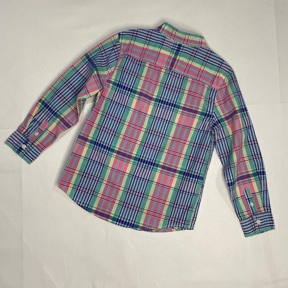 Gymboree Plaid‎ Dress Shirt Pastel Colors Boys Button Up Size Medium 7/8 - Picture 7 of 7
